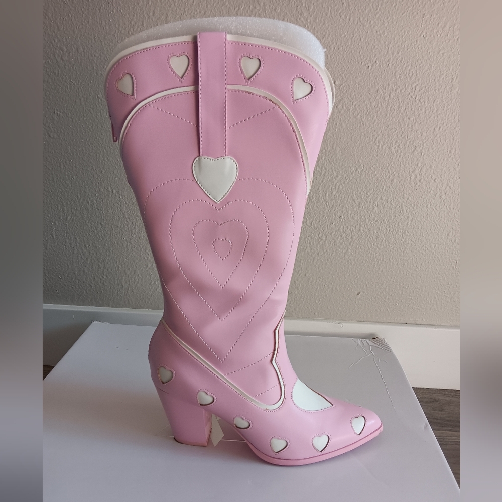 Chic Pink Heart-Patterned Boots - Picture 12 of 16